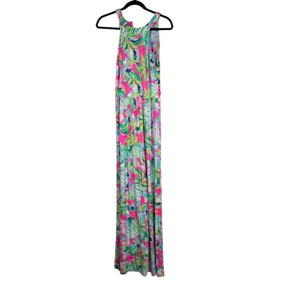 Lilly Pulitzer Tallula Dress Multi Raise The Bar High Neck Maxi Dress Medium - Picture 2 of 13
